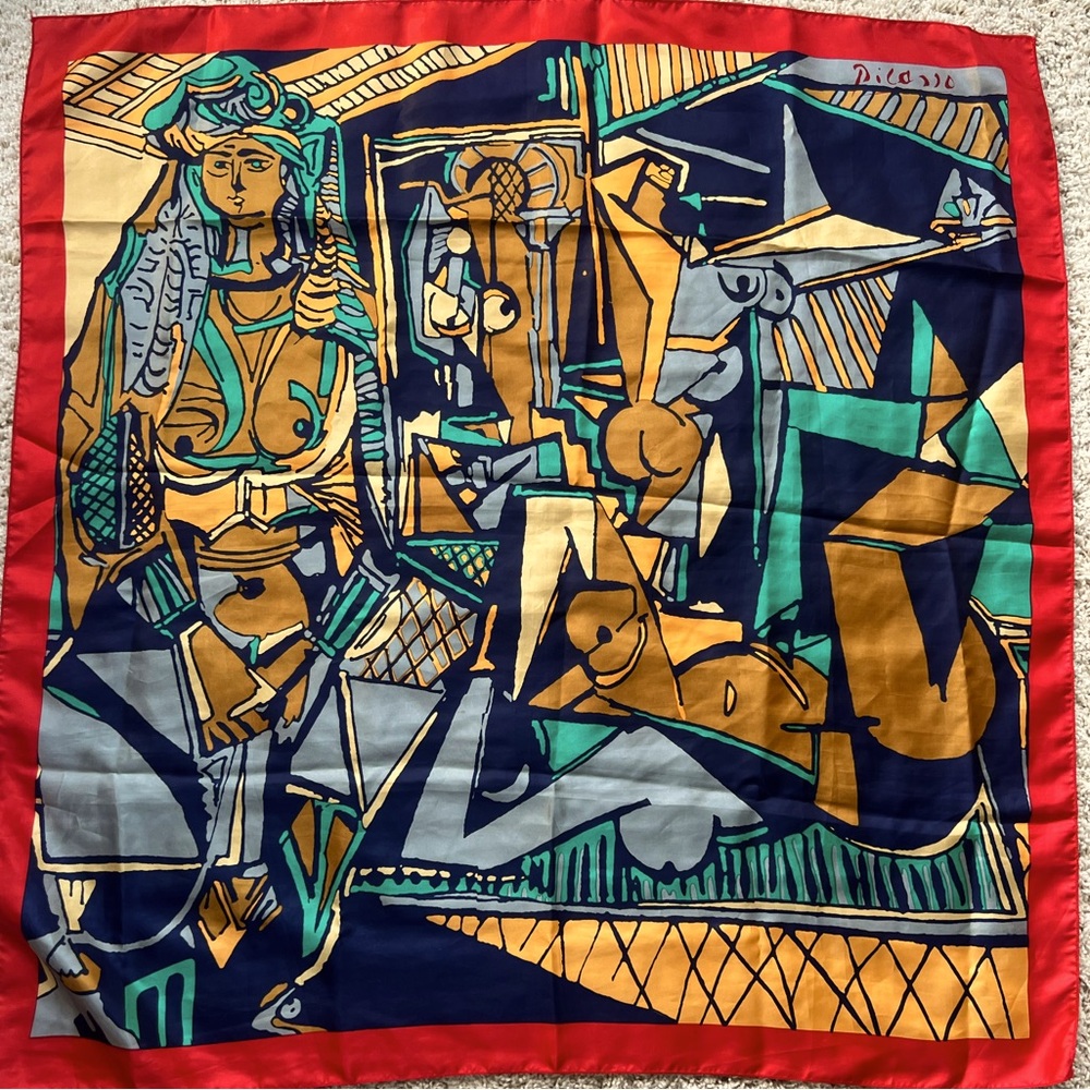 RARE ♥️🧡 Vintage Pablo Picasso Scarf “Les Femmes d'Alger” Abstract Art Silk
